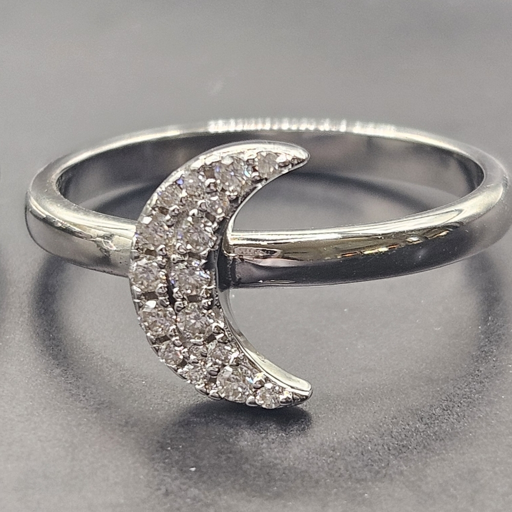 Moissanite Moon Ring